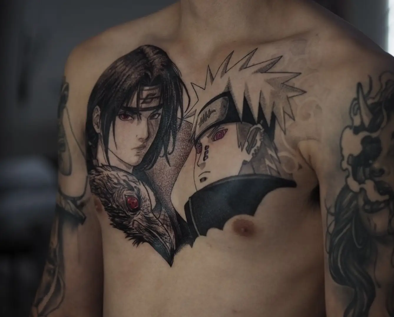 Kakashi emotional portrait tattoo with ANBU mask by Sara at Omnia Tattoo Melbourne